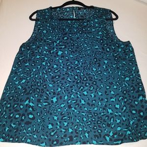Teal and black sleeveless shirt